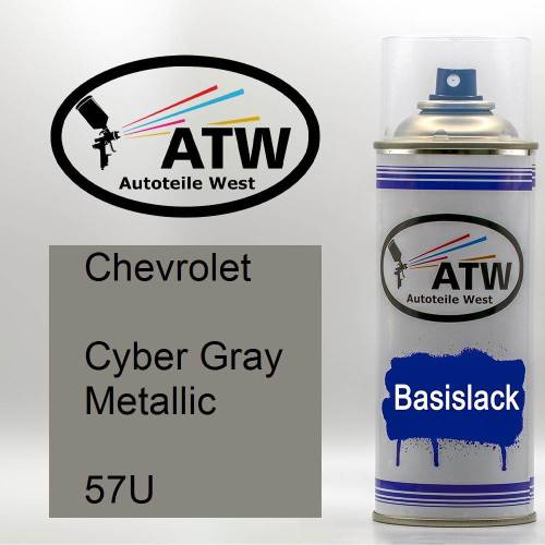 Chevrolet, Cyber Gray Metallic, 57U: 400ml Sprühdose, von ATW Autoteile West.